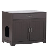 ZUN Litter Box Enclosure, Cat Litter Box Furniture with Hidden Plug, 2 Doors,Indoor Cat Washroom Storage W42090266