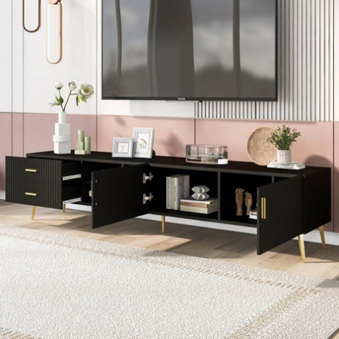 ZUN U-Can Modern TV Stand with 5 Champagne legs - Durable, stylish, spacious, versatile storage TVS up WF300600AAB