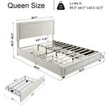 ZUN Upholstered Queen Size Platform Bed with LED Lights, Storage Bed with 4 Drawers, Beige color fabric W1998121299