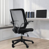 ZUN Mid task office chair with flip up arms, tilt angle max to 105 &deg;,300LBS,Black W1411125299