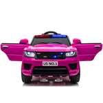 ZUN 12V Kids Ride On SUV Cop Car with Remote Control, Siren Sounds Alarming Lights, Music Story - Rose W2181P146465
