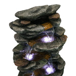 ZUN 40inches High Rocks Outdoor Cascading Waterfall with LED Lights, Soothing Tranquility for Home 92475615