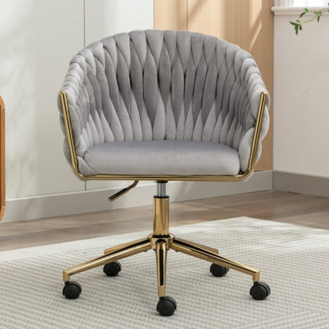 ZUN Modern home office leisure chair with adjustable velvet height and adjustable casters W1521134900