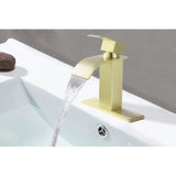 ZUN Waterfall Spout Single Handle Bathroom Sink Faucet W2287P154573