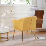 ZUN Velvet Accent Chair with Wood Frame, Modern Armchair Club Leisure Chair with Gold Metal Legs, Single W68058563