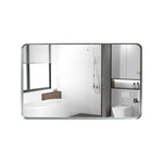 ZUN 40x30inch Brushed Silver Rounded Corner Rectangle Mirror For Wall Metal Frame Wall Mounted W2091126976