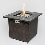 ZUN 30inch Outdoor Fire Table Propane Gas Fire Pit Table with Lid Gas Fire Pit Table with Glass Rocks W85343034
