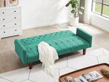 ZUN Green, Linen, Convertible Double Folding Living Room Sofa Bed 70109109