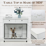 ZUN Dog Crate Furniture, Wooden Dog House, Decorative Dog Kennel with Drawer, Indoor Pet Crate End Table W1422109447
