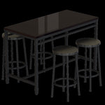 ZUN 5-piece rural kitchen table with four bar stools, metal frame and MDF, black W57862598