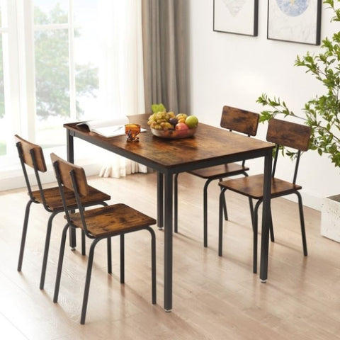ZUN Dining Table Set 5-Piece Dining Chair with Backrest, Industrial style, Sturdy construction. Rustic W1162115159