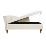 ZUN Beige Chaise Lounge Indoor,Velvet Lounge Chair for Bedroom with Storage & Pillow,Modern Upholstered W1170100896