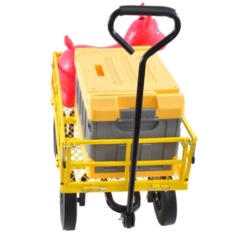 ZUN Tools cart Wagon Cart Garden cart trucks make it easier to transport firewood Yellow W22743596