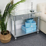 ZUN Two Drawers With Shelf Mirror Table Dressing Table Console Table 28984500