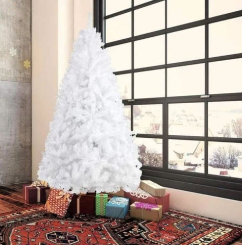 ZUN 7 Ft High Christmas Tree 1000 Tips Decorate Pine Tree With Metal Legs White; With Decorations W104164384