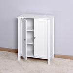 ZUN Bathroom Floor Storage Cabinet with Double Door Adjustable Shelf, White W40914886