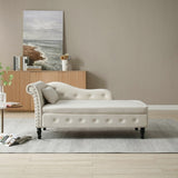 ZUN Aijia 60" Velvet Multifunctional Storage Chaise Lounge Buttons Tufted Nailhead Trimmed Solid Wood W111753127