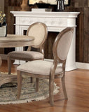 ZUN Transitional Rustic Oak and Beige Side Chairs Set of 2 Chairs Dining Room Furniture Padded fabric B011109808