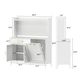 ZUN Metal Kitchen Storage Cabinet ,Microwave Stand with Drawer and Adjustable Shelf, Free Standing W1666115239