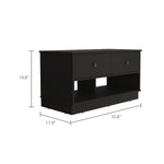 ZUN Willamette Rectangle 2-Shelf 2-Drawer Storage Bench Black Wengue B06280462