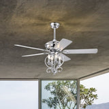 ZUN 52 inch 4 Lights Ceiling Fan with 5 Wood Blades, Two-color fan blade, AC Motor, Remote Control, W1592123233