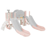 ZUN Kids Slide Playset Structure 7 in 1, Freestanding Spaceship Set with Slide, Arch Tunnel, Ring Toss PP322884AAH