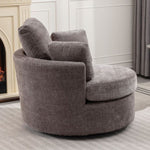 ZUN Oversize Round Swivel Chair Cozy Club 360 degrees Swivel Sofa with 3 Pillows Chenille Fabric for W2231142590