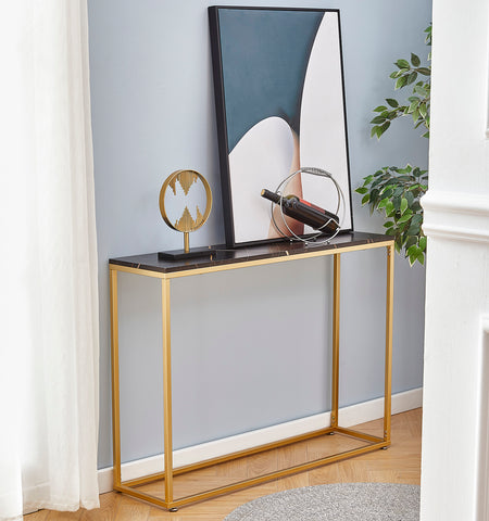 ZUN Console Tables for Entryway, Faux Marble Sofa Tables, Entryway Table for Living Room, Gold Entrance 82035187