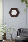 ZUN 18.5" x 18.5" Hexagon Mirror with Solid Wood Frame, Wall Decor for Living Room Bathroom Hallway, W2078133975