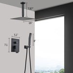 ZUN Ceiling Mounted Shower System Combo Set with Handheld and 16"Shower head TH6006-16MB