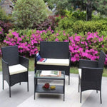 ZUN 4 PC Rattan Patio Furniture Set Outdoor Patio Cushioned Seat Wicker Sofa W20985037