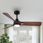 ZUN 52 in. Integrated LED Indoor Brown Wood Ceiling Fan with Light Kit and Remote Control W136782187