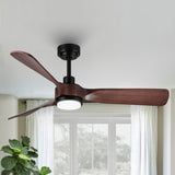 ZUN 52 in. Integrated LED Indoor Brown Wood Ceiling Fan with Light Kit and Remote Control W136782187