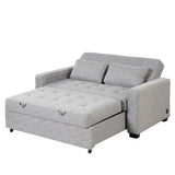 ZUN 65.7" Linen Upholstered Sleeper Bed , Pull Out Sofa Bed Couch attached two throw pillows,Dual USB WF297903AAM