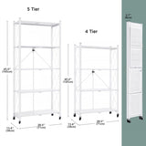 ZUN Joybos® 5 Tier White Heavy Duty Foldable Metal Organizer Shelves with Wheels 41481820