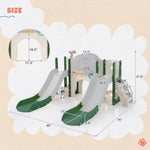 ZUN Kids Slide Playset Structure 7 in 1, Freestanding Spaceship Set with Slide, Arch Tunnel, Ring Toss PP322884AAF