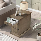 ZUN U-Can Classic Vintage Livingroom End Table Side Table USB Ports and One Multifunctional Drawer WF308612AAD