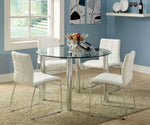 ZUN White Color Leatherette 2pcs Dining Chairs Chrome Metal Legs Dining Room Side Chairs B011136660