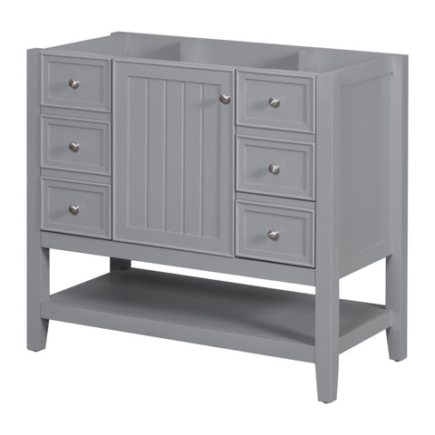 ZUN 36" Bathroom Vanity without Sink, Cabinet Base Only, One Cabinet and three Drawers, Grey WF306244AAE
