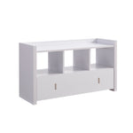 ZUN White Entryway Shoe Bench, Three Shelves Organizer with Storage Drawer B107131297