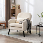 ZUN Accent chair, KD solid wood legs with black painting. Fabric cover the seat. With a cushion. W72865875