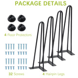 ZUN 16" Hairpin Furniture Legs Heavy Duty Solid Steel Table Legs Modern Home DIY Leg 16960733