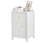 ZUN FCH 38*33*60cm Density Board Spray Paint Smoked Mirror Single Door Carved Bedside Table White 63152156