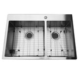ZUN 33 Inch Drop-in Stainless Steel Double Basin Kitchen Sink 06922739