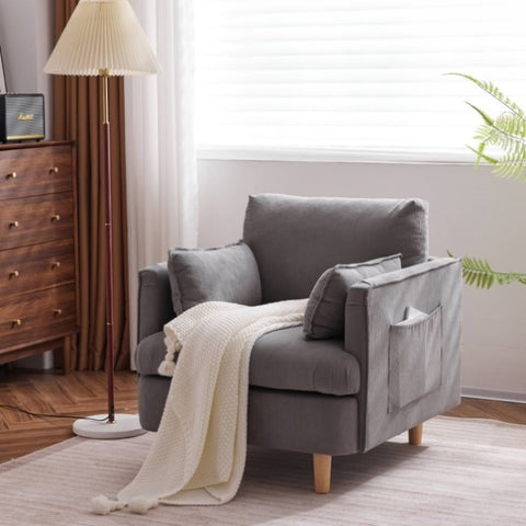ZUN 29.5 "W Modern Fabric Decorative Armchair Upholstered Reading Single Sofa Casual Club W2113138155