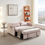 ZUN 55.5" Twins Pull Out Sofa Bed Pink Velvet W1097104080