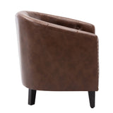 ZUN PU Leather Tufted Barrel ChairTub Chair for Living Room Bedroom Club Chairs WF212660AAA