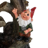 ZUN 8.3x4.7x13.8" Decorative Woodland Gnome Water Fountain with LED Light, Brown W2078138941