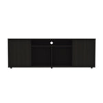 ZUN Falmouth Rectangle 3-Shelf TV Stand Black Wengue B06280393