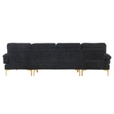 ZUN U-Shaped 4-Seat Indoor Modular Sofa Black 35865995